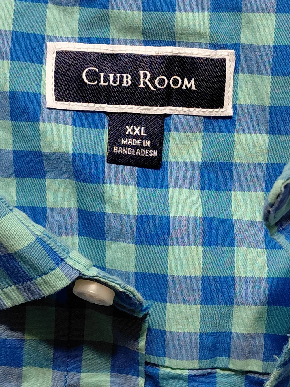 Club Room Green/Teal Blue Gingham Button-Down Casual Shirt 2X